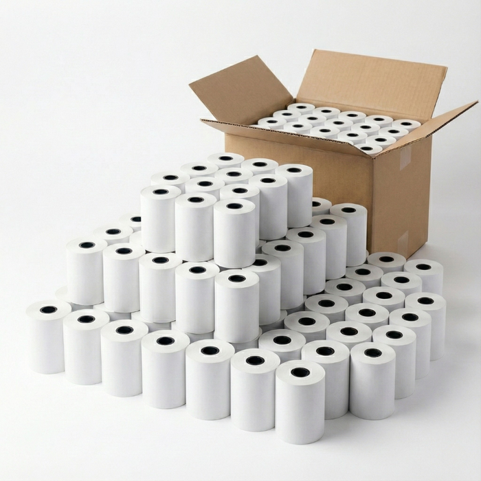 Pack 100 Rollo Papel Térmico 50x55mm Pos Transbank 16,5mts Blanco