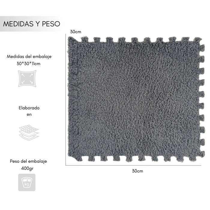 Set 10 Alfombras Goma Eva Peluda Niños Piso Felpa 30x30cm
