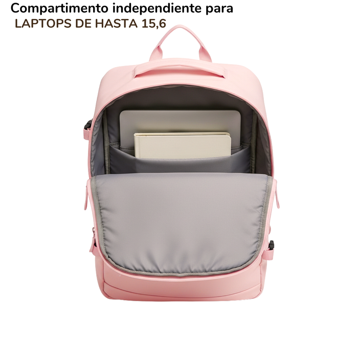Mochila De Viaje Impermeable Laptop 15.6 Capacidad 20l - Rosa - Liso