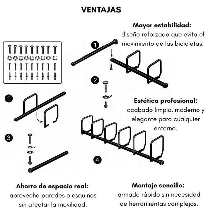 Soporte De Estacionamiento Bicicleta Estantes Ajustables De Puestos 6