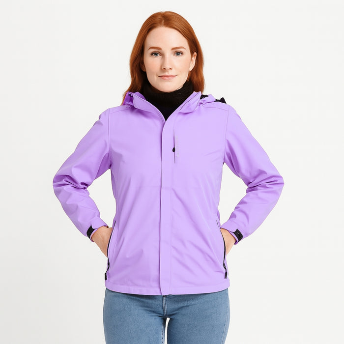 Chaqueta Corta Viento Termica Impermeable Transpirable Mujer Con Gorro Cierre Metalico