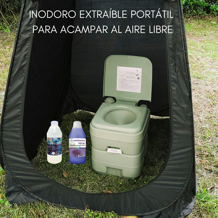 Baño Quimico Portatil 20 Litros Inodoro + 2 Liquidos Limpieza