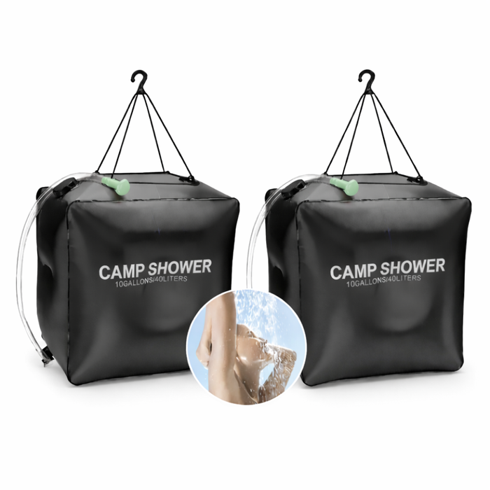 Pack 2 Ducha Portátil Baño Camping Solar Outdoor 40lts Negro
