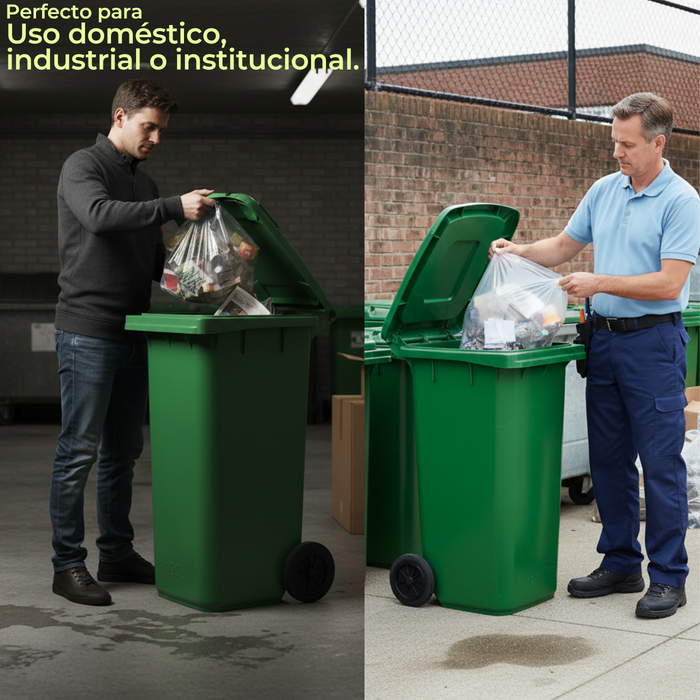 Basurero Contenedor De Basura 240l Verde Con Tapa Y Ruedas