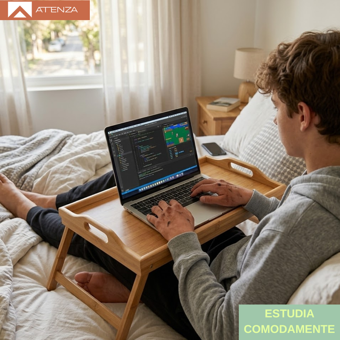 Mesa De Cama Plegable Madera Bambu Bandeja Desayuno Con Patas