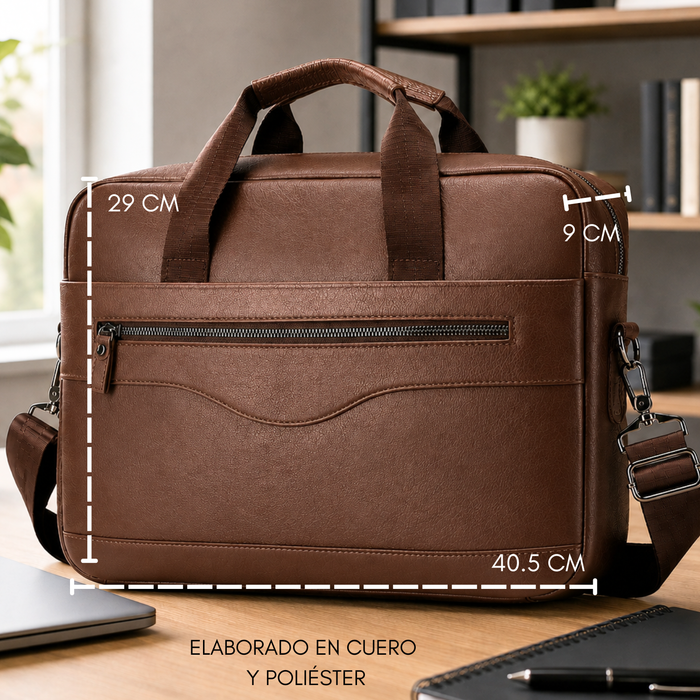 Maletín Portafolio De Cuero Para Portátil Notebook 14