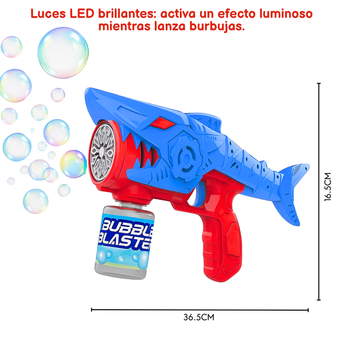 Pistola De Burbujas Juguete Infantil Con Luces Led Tiburón