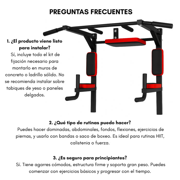 Ejercicios Multifuncional Barra Dominadas Pared Gym 8 En 1