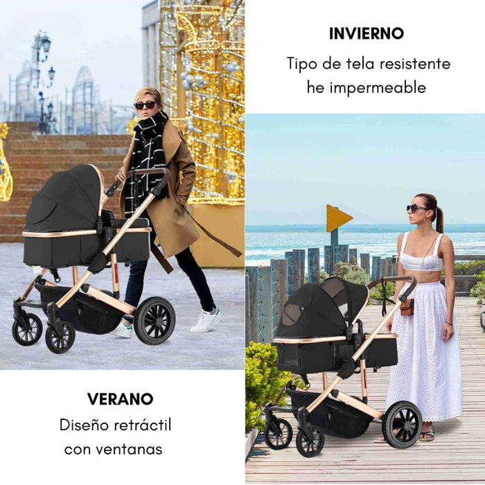 Carreola Cuna Moisés Con Accesorios Negro