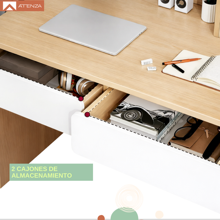Escritorio Con Estantería Y Repisa 80*110cm Cajón Y Gabinete