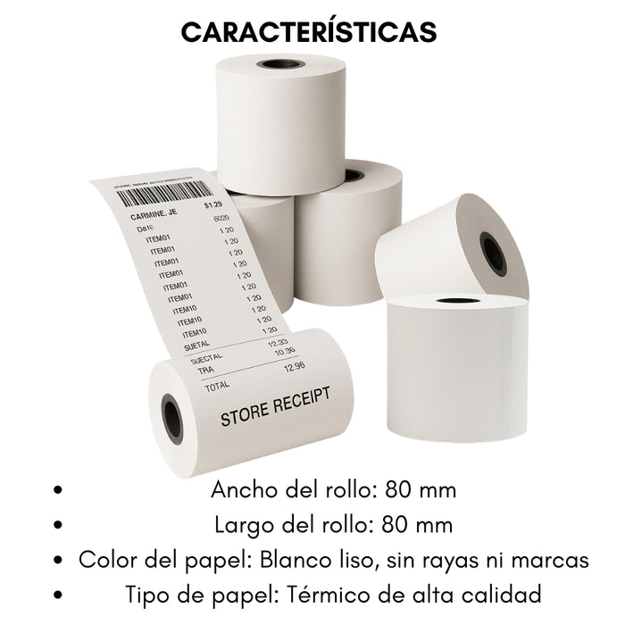 32 Rollos Termicos Rollo Papel Termico Cinta Termica Telotenemos 80mm X 80mm Color Blanco