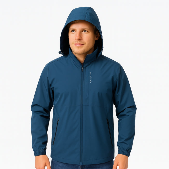 Chaqueta Corta Viento Termica Impermeable Outdoor Hombre Cierre Con Gorro