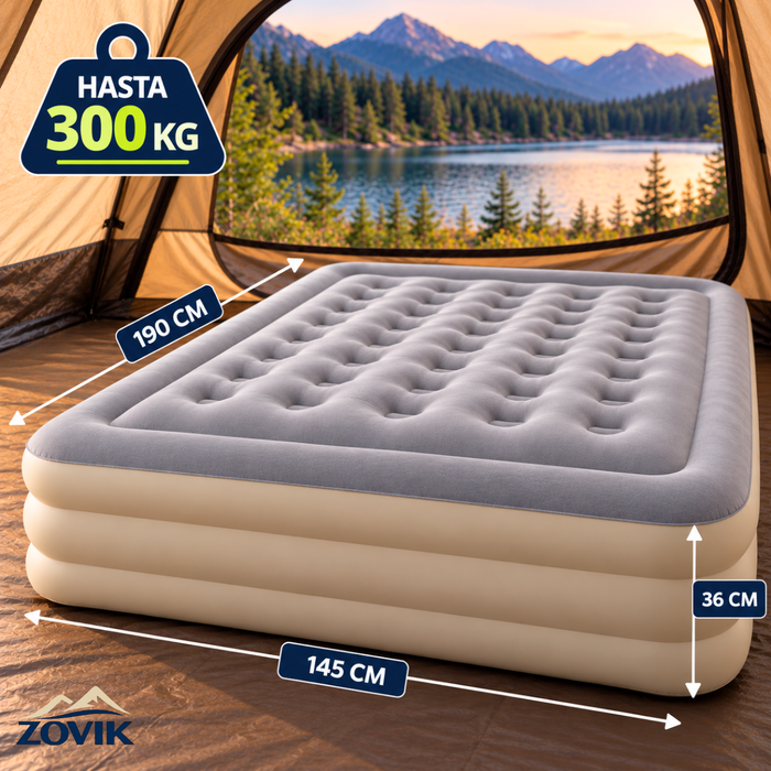 Colchon Inflable 2 Plazas Inflador Incorporado Camping Usb