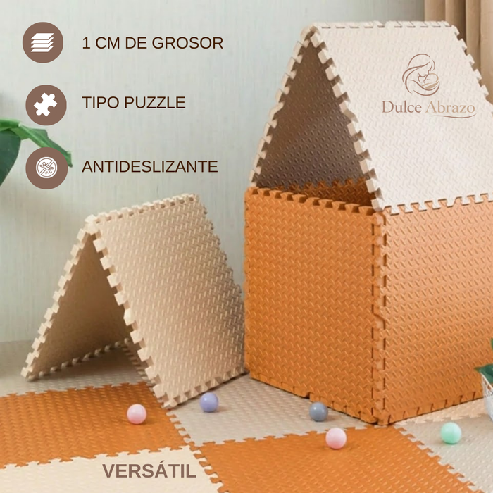 Piso Goma Eva Bebé 4 Piezas Alfombra Antigolpes Puzzle 60x60 Naranja