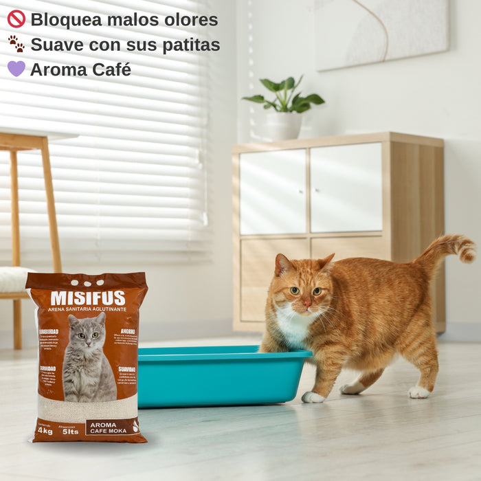 Arena Para Gato Sanitaria Aglutinante Misifus Cafe Moka 4 Kg