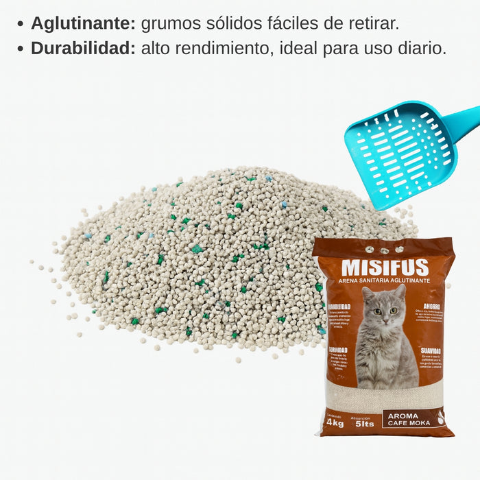 Arena Para Gato Sanitaria Aglutinante Misifus Cafe Moka 4 Kg