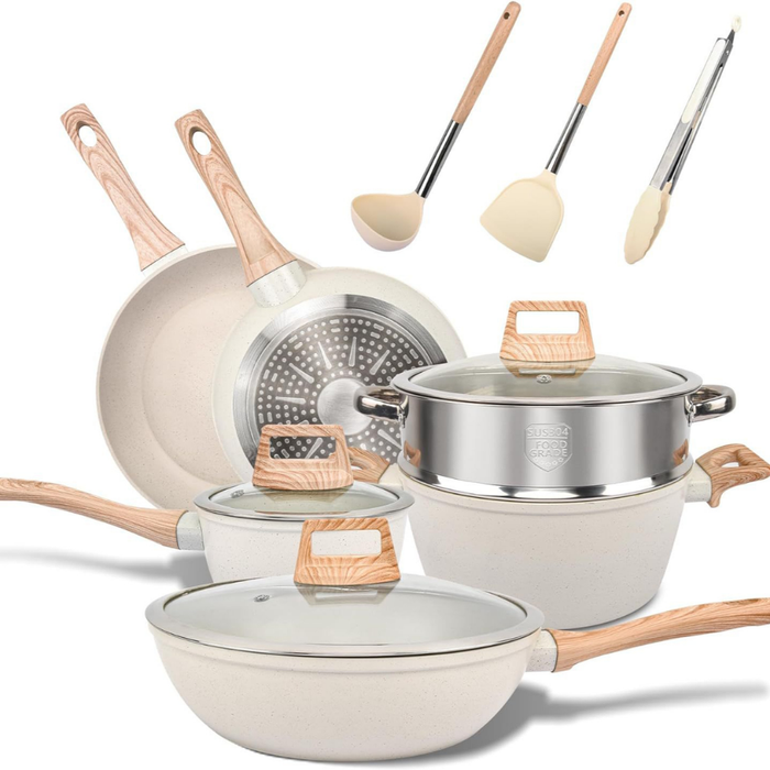 Juego De Cocina Ollas Y Sartenes Antiadherentes De 12 Pcs