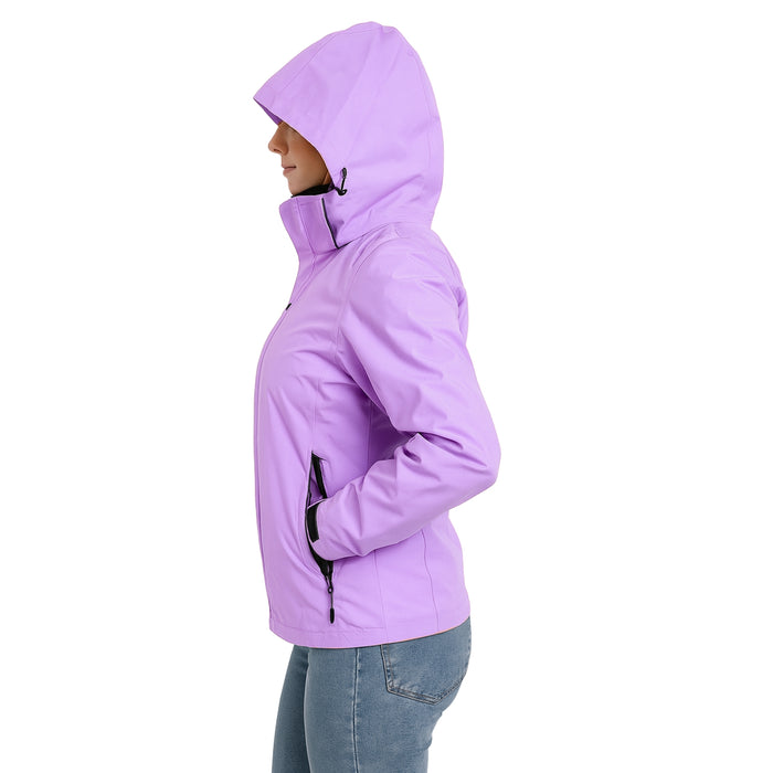 Chaqueta Corta Viento Termica Impermeable Transpirable Mujer Con Gorro Cierre Metalico