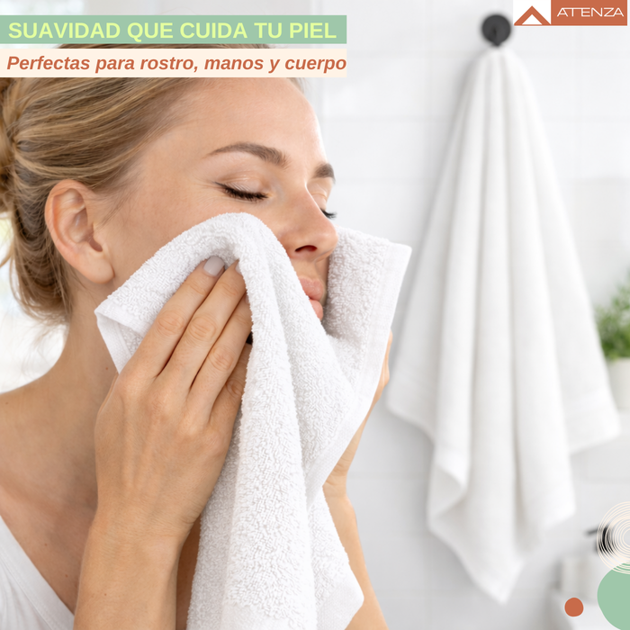 Pack 6 Toallas 100% Algodón Turco Premium Cara Mano Cuerpo Blanco Lisa