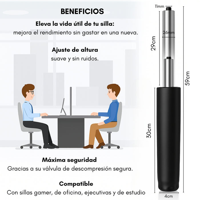 Pistón Gas Repuesto Para Sillas Oficina Escritorio Gamer 30cm 3 Etapas