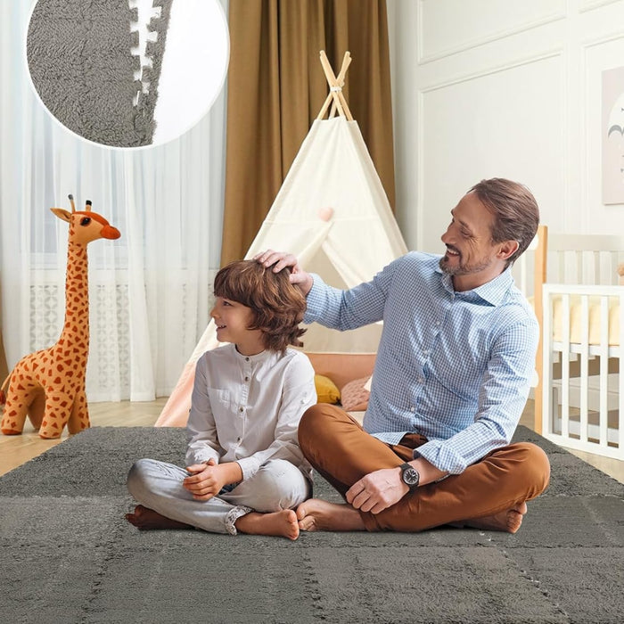 Set 10 Alfombras Goma Eva Peluda Niños Piso Felpa 30x30cm