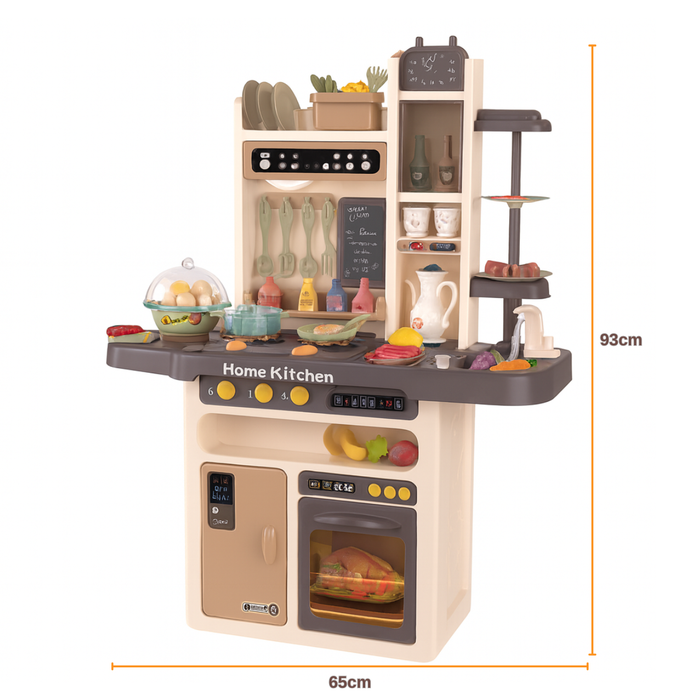 Cocina De Juguete Grande 93cm 88pcs Vapor Agua Grifo Luces