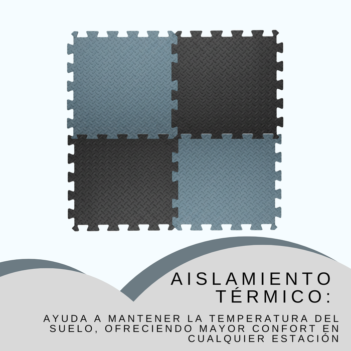 Piso De Goma Eva Infantil Niño Y Bebé Set 4 Piezas 60x60 Azul Acero