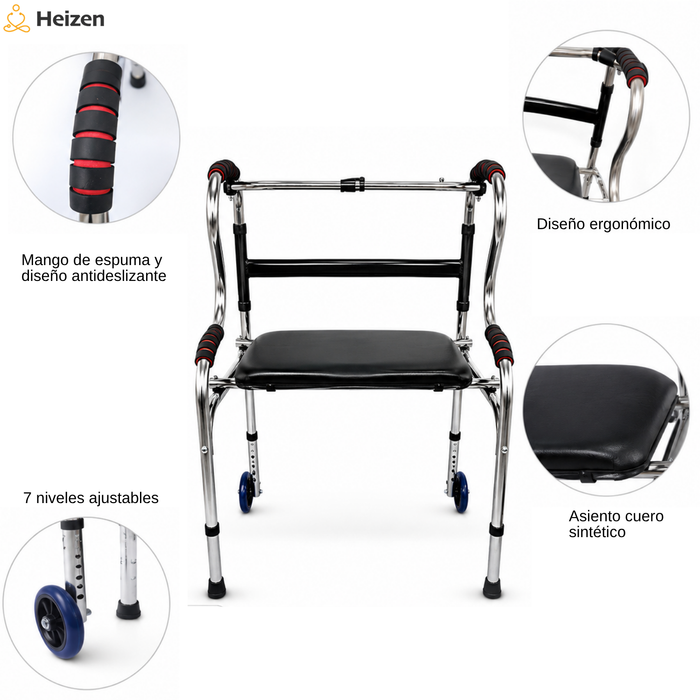 Burrito Andador Ortopedico Caminar Plegable 2 Ruedas Asiento