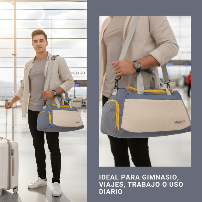 Bolso Deportivo Gym Viaje De Mano Avión Multifuncional 23l - Azul Acero