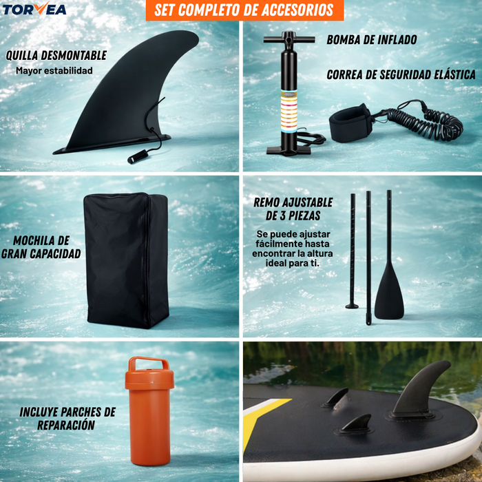 Stand Up Paddle Para Adultos Sup Vibrant 10,5 Pies Inflable Negro