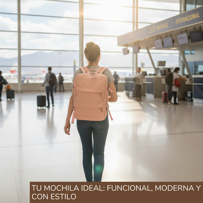 Mochila De Viaje Impermeable Laptop 15.6 Capacidad 20l - Rosa - Liso