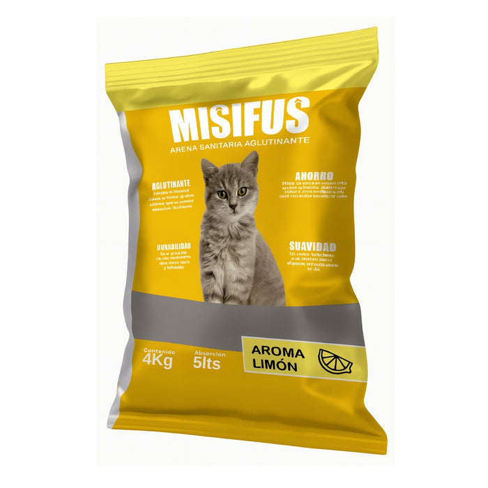 Arena Sanitaria Para Gato Aglutinante Misifus 4k Aroma Limón