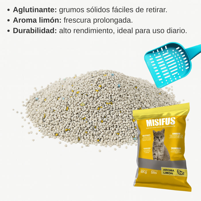 Arena Sanitaria Para Gato Aglutinante Misifus 4k Aroma Limón