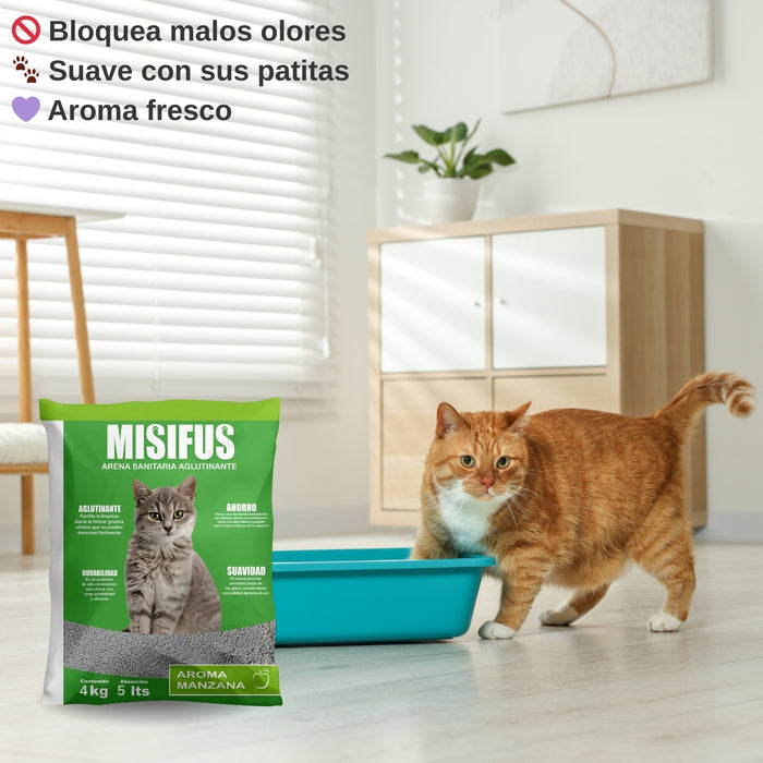 Arena Gato Sanitaria Aglutinante Misifus 4k Aroma Manzana