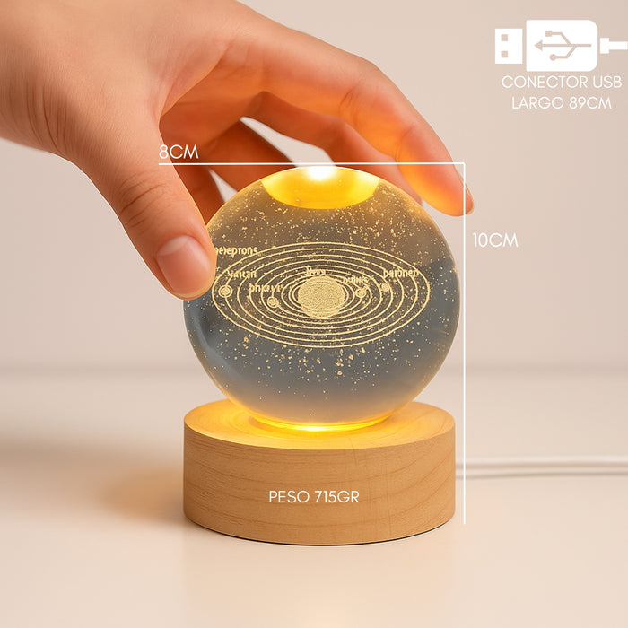 Luz Nocturna Luz De Cristal Esfera Sistema solar