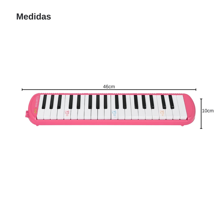 Melódica 37 Notas Escolar Teclas Y Estuche Rosa Instrumento