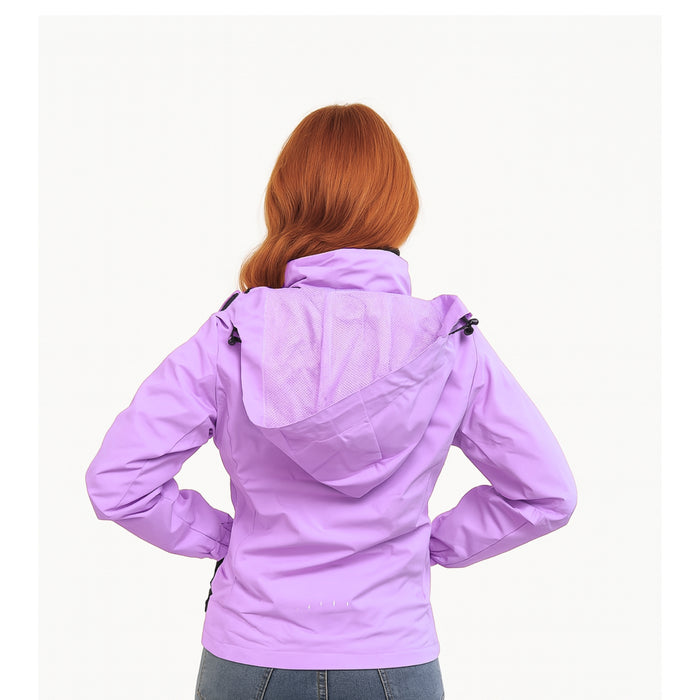 Chaqueta Corta Viento Termica Impermeable Transpirable Mujer Con Gorro Cierre Metalico