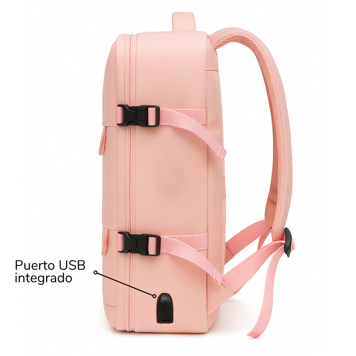 Mochila De Viaje Impermeable Laptop 15.6 Capacidad 20l - Rosa - Liso