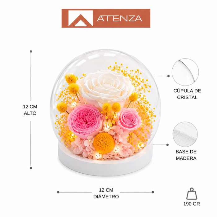 Rosas Eternas Flores Artificiales Decoracion Hogar Luz Led Naranja