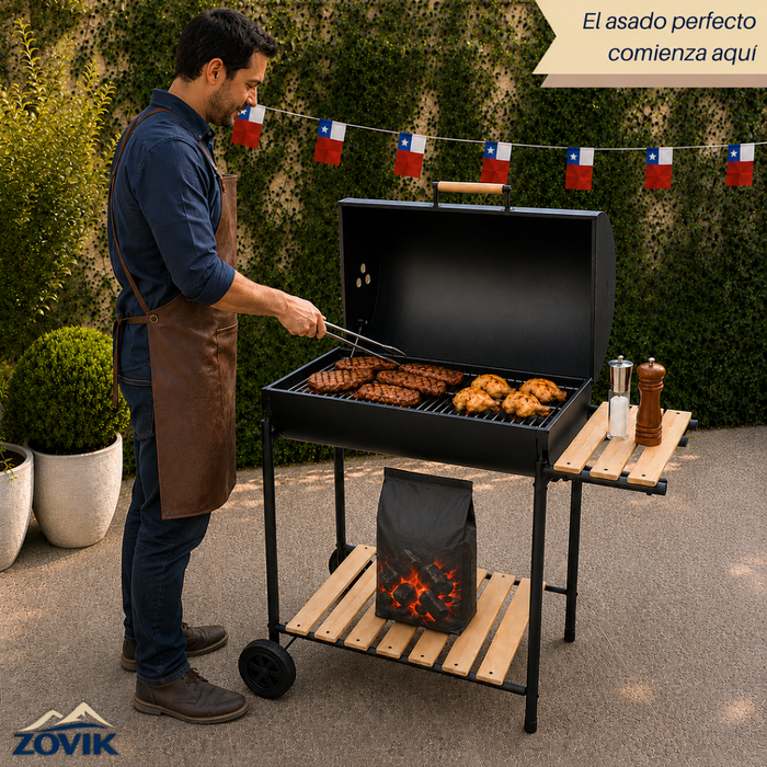 Parrilla Asador A Carbon Barril Económica Con Repisa Ruedas
