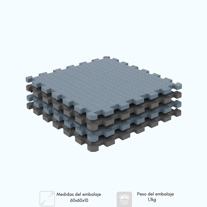 Piso De Goma Eva Infantil Niño Y Bebé Set 4 Piezas 60x60 Azul Acero