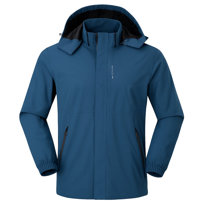 Chaqueta Corta Viento Termica Impermeable Outdoor Hombre Cierre Con Gorro