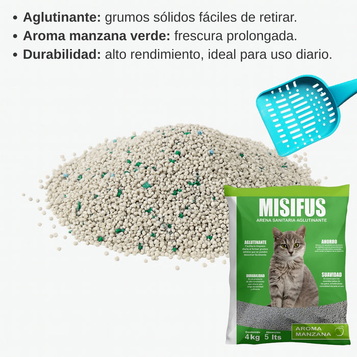 Arena Gato Sanitaria Aglutinante Misifus 4k Aroma Manzana