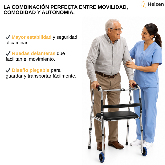 Burrito Andador Ortopedico Caminar Plegable 2 Ruedas Asiento