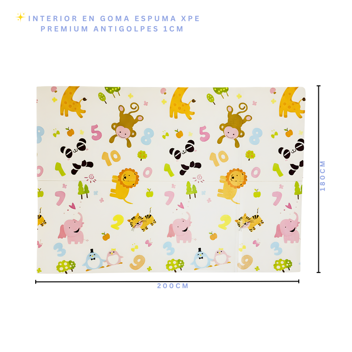 Alfombra Antigolpes Plegable Para Bebés 200x180 Reversible