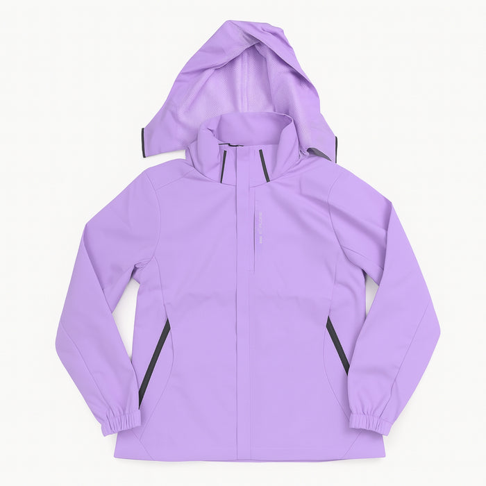 Chaqueta Corta Viento Termica Impermeable Transpirable Mujer Con Gorro Cierre Metalico