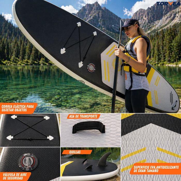 Stand Up Paddle Para Adultos Sup Vibrant 10,5 Pies Inflable Negro