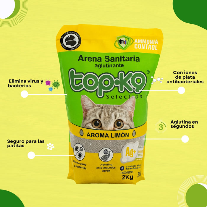 Arena Aglutinante Topk9 2kg Limon Iones De Plata/carbón