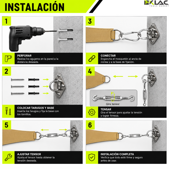 Kit De Instalacion Toldo Vela Gancho Soporte Anclaje 40pz