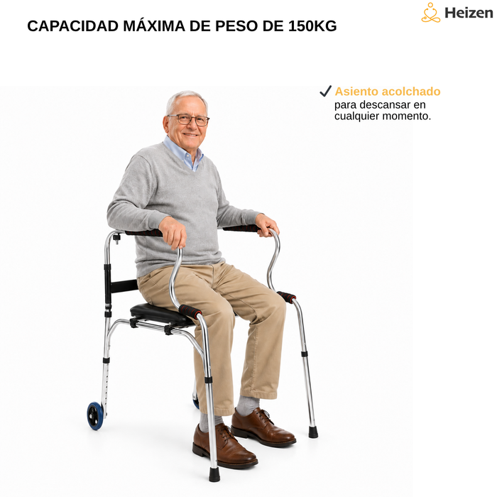 Burrito Andador Ortopedico Caminar Plegable 2 Ruedas Asiento